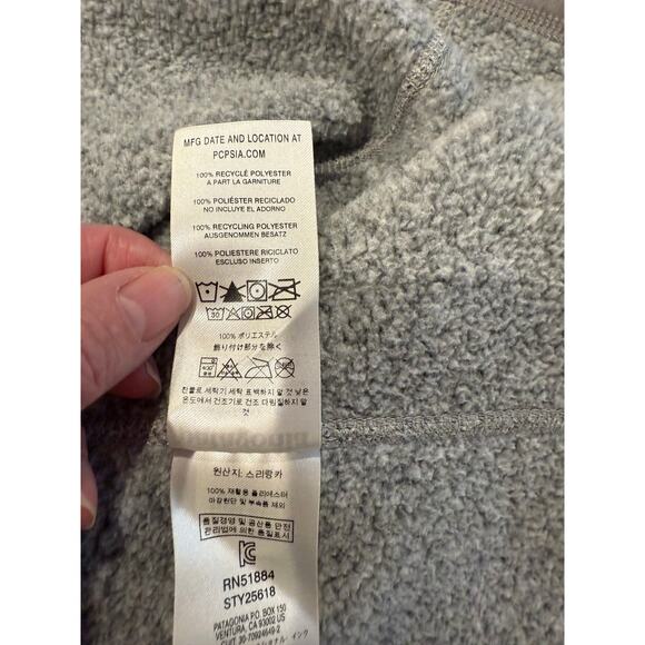 Patagonia Gray Half‑Zip Fleece Pullover M Outdoor Layer Hiking Quarter Zip - Picture 7 of 11